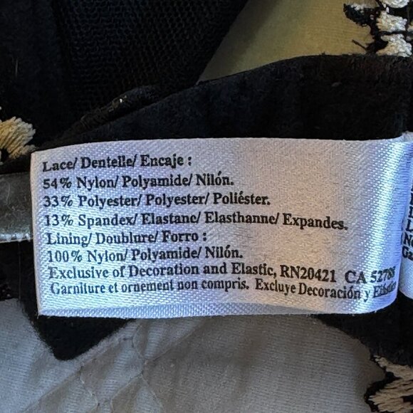 Wacoal Halo Lace Bra Black Underwire with Cream Floral Embroidery Unworn  32 B - Picture 6 of 7